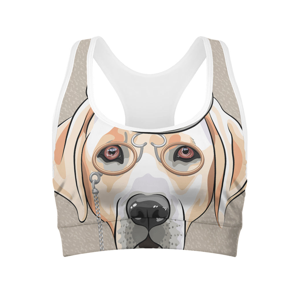 Hipster Labrador Retriever Print Women's Sports Bra