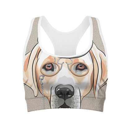 Hipster Labrador Retriever Print Women's Sports Bra