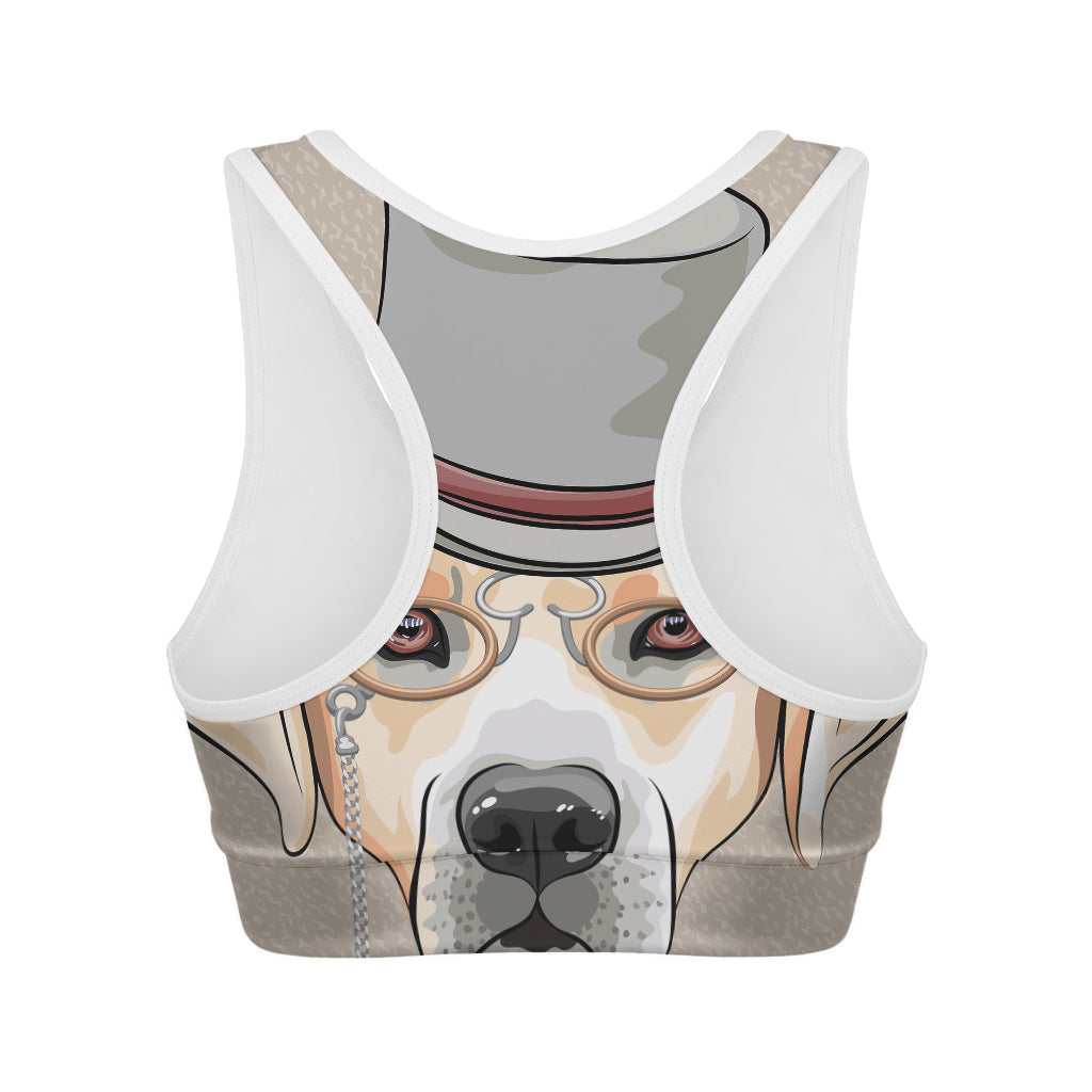 Hipster Labrador Retriever Print Women's Sports Bra