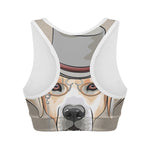 Hipster Labrador Retriever Print Women's Sports Bra