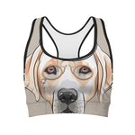 Hipster Labrador Retriever Print Women's Sports Bra