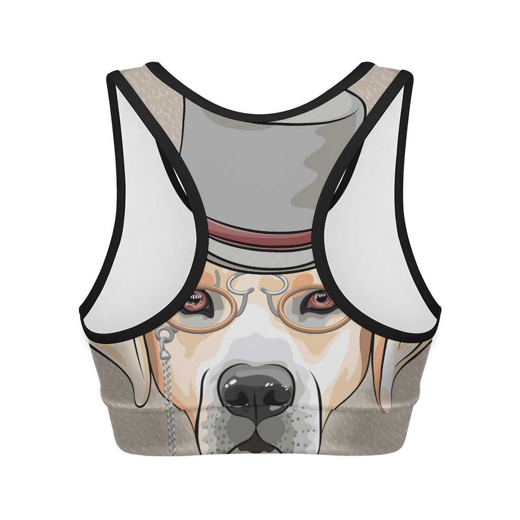 Hipster Labrador Retriever Print Women's Sports Bra