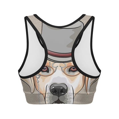 Hipster Labrador Retriever Print Women's Sports Bra