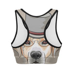 Hipster Labrador Retriever Print Women's Sports Bra