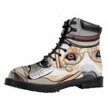Hipster Labrador Retriever Print Padded Collar Lace Up Boots