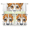 Hipster Pembroke Welsh Corgi Print 3 Piece Kitchen Curtains