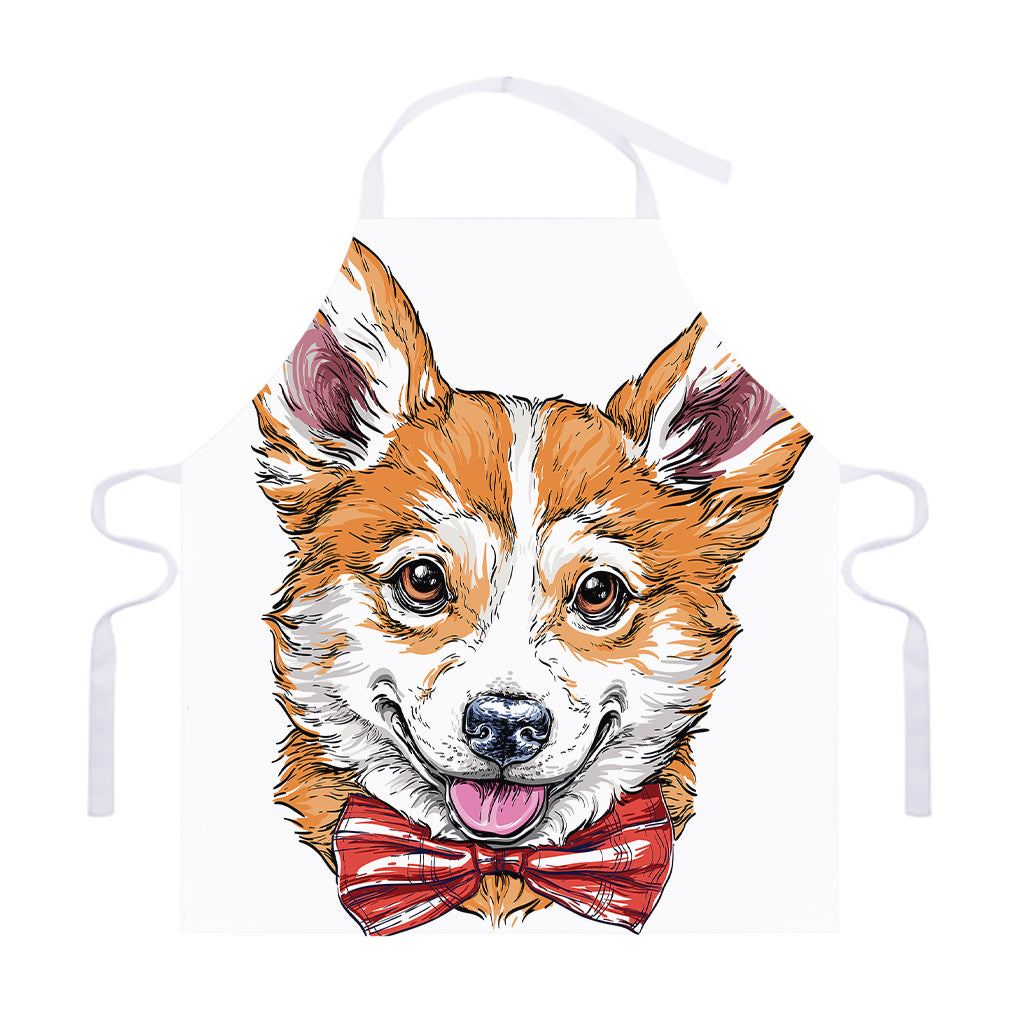 Hipster Pembroke Welsh Corgi Print Adjustable Apron