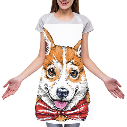 Hipster Pembroke Welsh Corgi Print Adjustable Apron