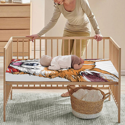 Hipster Pembroke Welsh Corgi Print Baby Crib Sheet