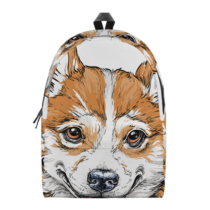 Hipster Pembroke Welsh Corgi Print Backpack