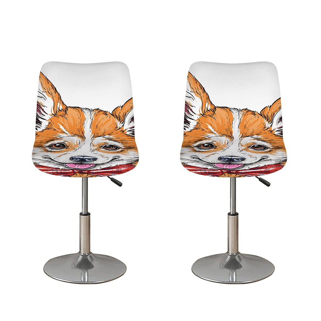 Hipster Pembroke Welsh Corgi Print Bar Stool Covers