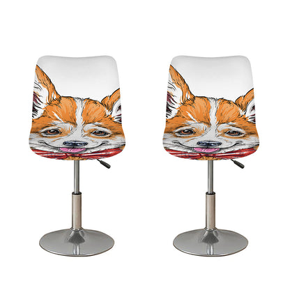 Hipster Pembroke Welsh Corgi Print Bar Stool Covers