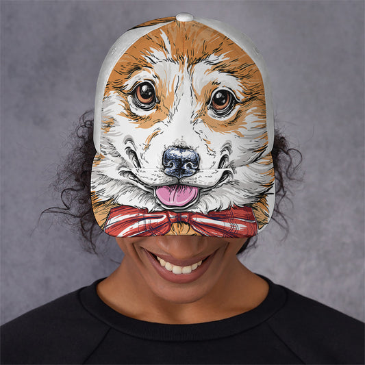 Hipster Pembroke Welsh Corgi Print Baseball Cap