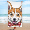 Hipster Pembroke Welsh Corgi Print Beach Towel