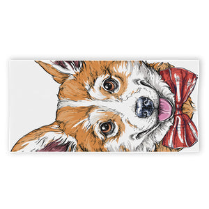 Hipster Pembroke Welsh Corgi Print Beach Towel