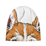 Hipster Pembroke Welsh Corgi Print Beanie
