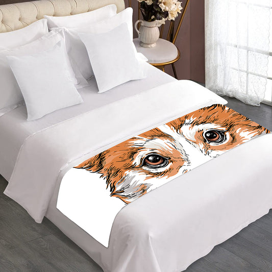 Hipster Pembroke Welsh Corgi Print Bed Runner
