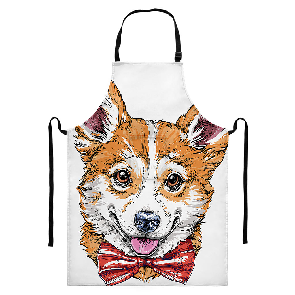 Hipster Pembroke Welsh Corgi Print Bib Apron With Pocket