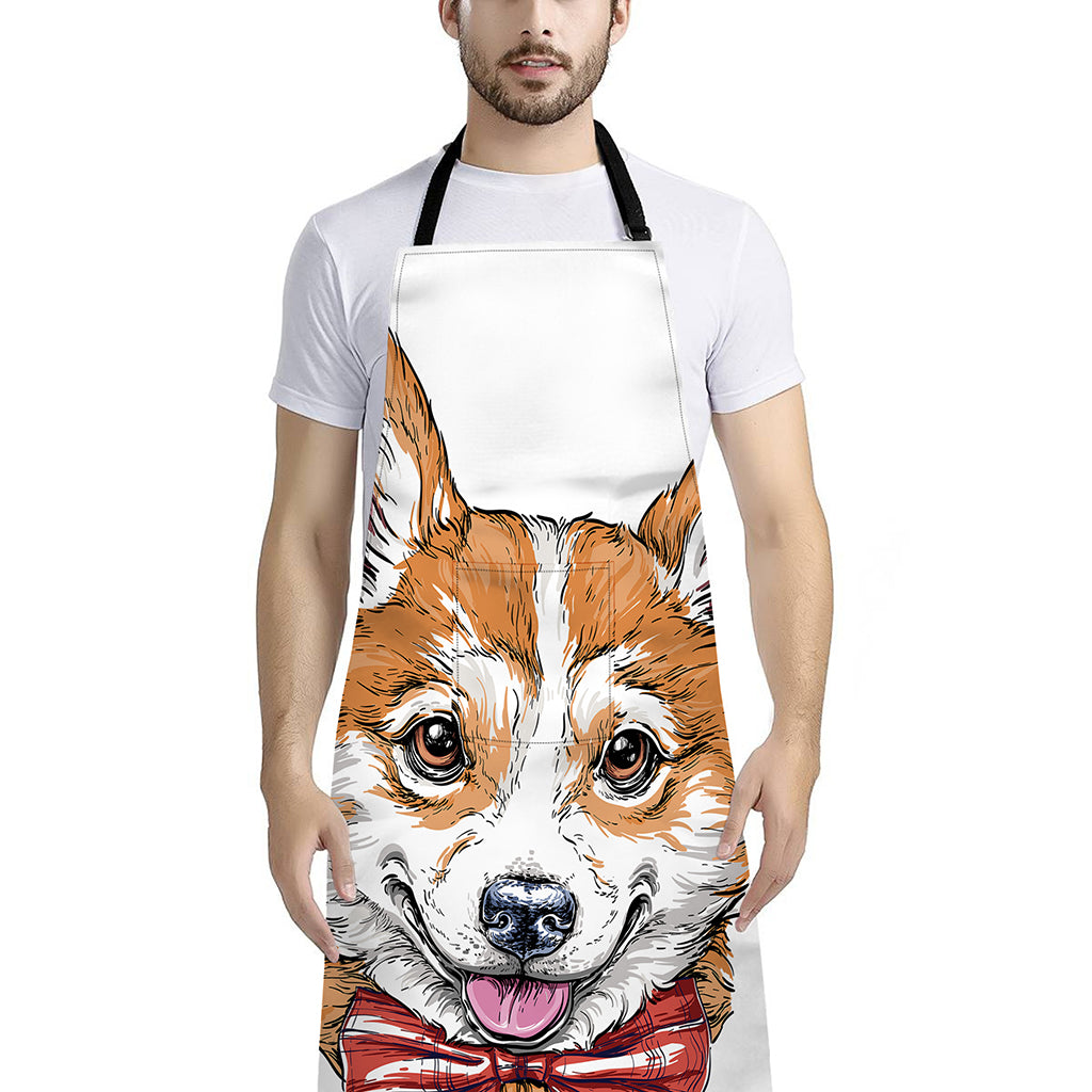 Hipster Pembroke Welsh Corgi Print Bib Apron With Pocket