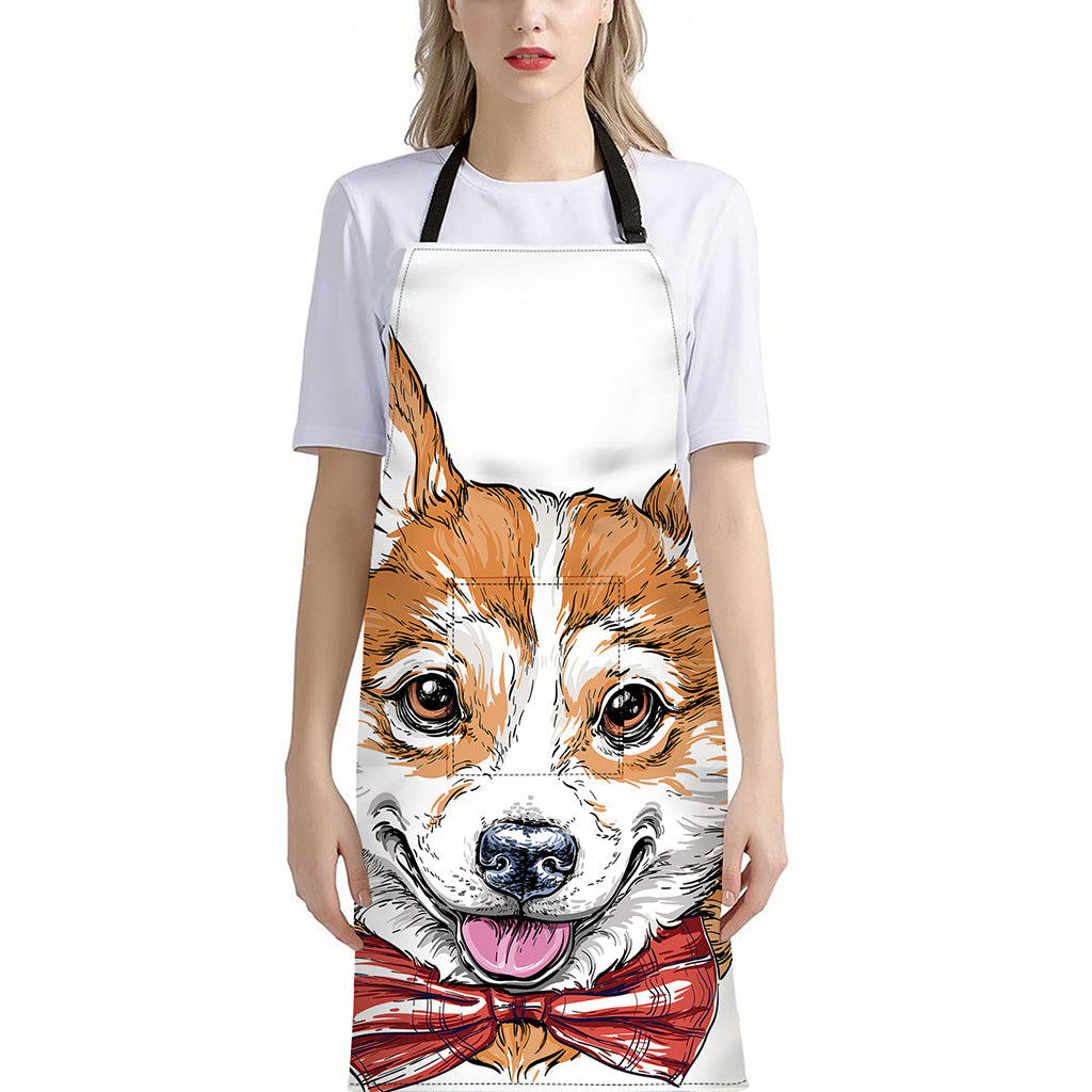 Hipster Pembroke Welsh Corgi Print Bib Apron With Pocket