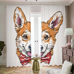 Hipster Pembroke Welsh Corgi Print Blackout Pencil Pleat Curtains