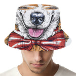 Hipster Pembroke Welsh Corgi Print Bucket Hat