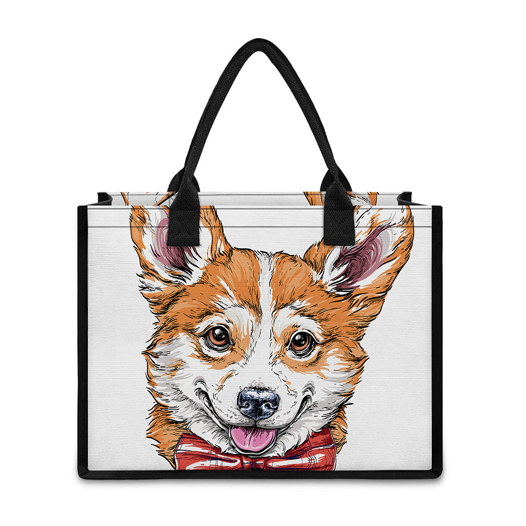 Hipster Pembroke Welsh Corgi Print Canvas Tote Bag