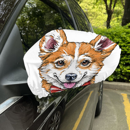 Hipster Pembroke Welsh Corgi Print Car Side Mirror Covers