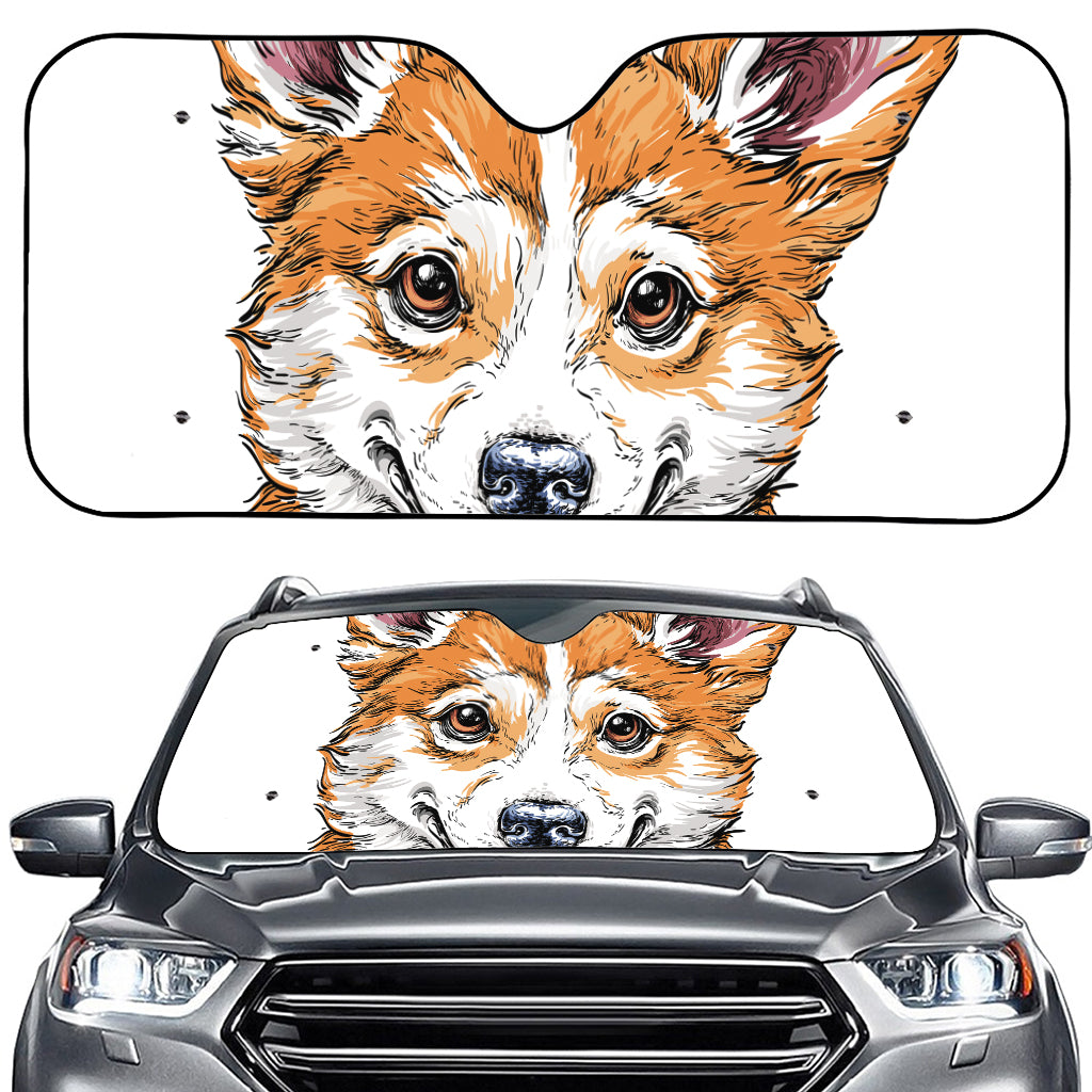 Hipster Pembroke Welsh Corgi Print Car Windshield Sun Shade