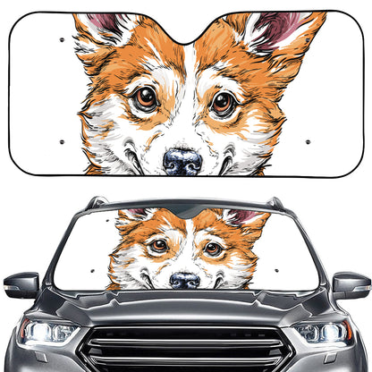 Hipster Pembroke Welsh Corgi Print Car Windshield Sun Shade
