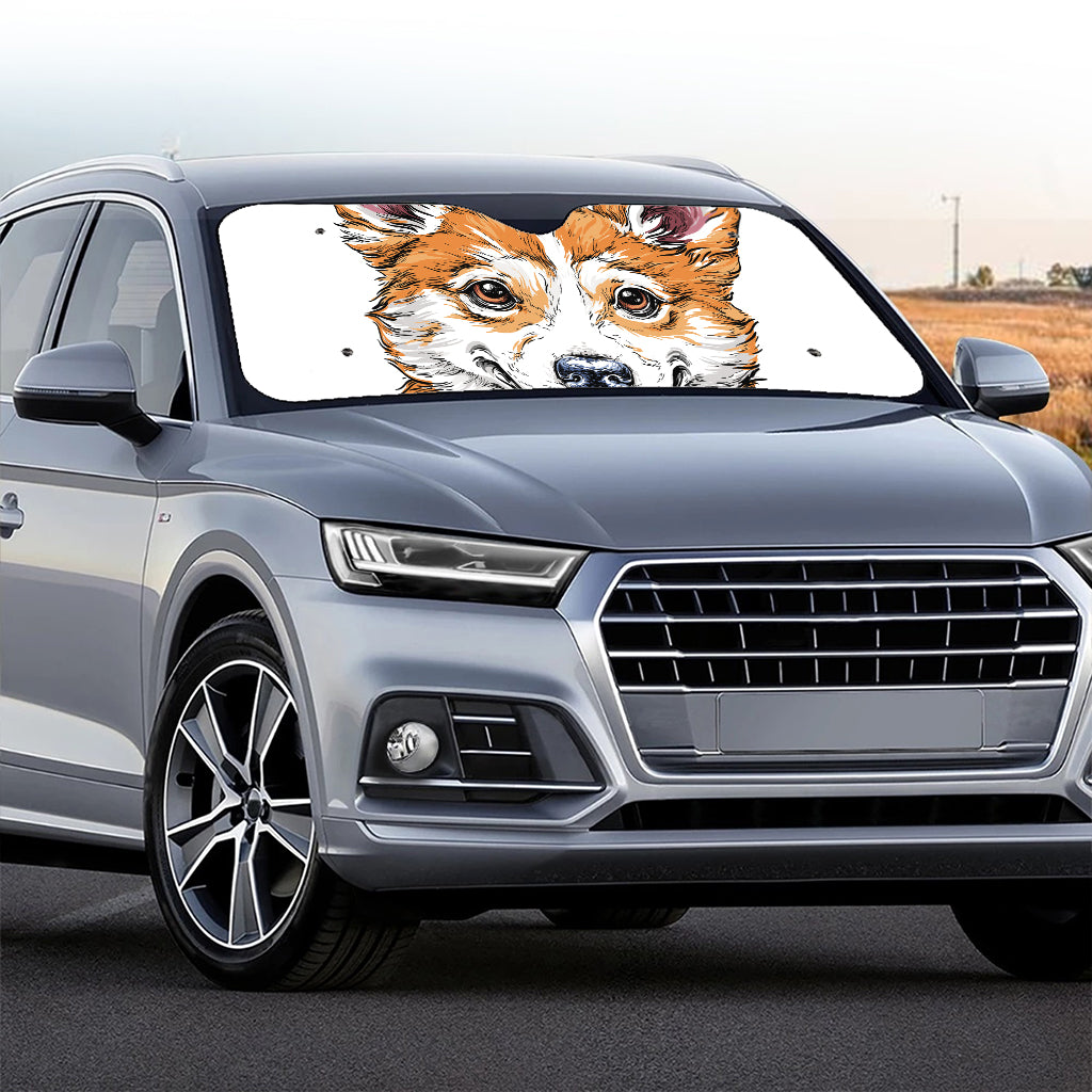 Hipster Pembroke Welsh Corgi Print Car Windshield Sun Shade