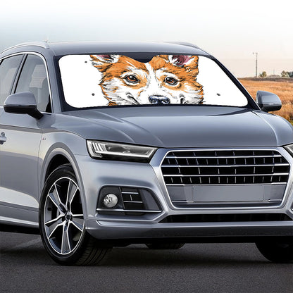 Hipster Pembroke Welsh Corgi Print Car Windshield Sun Shade