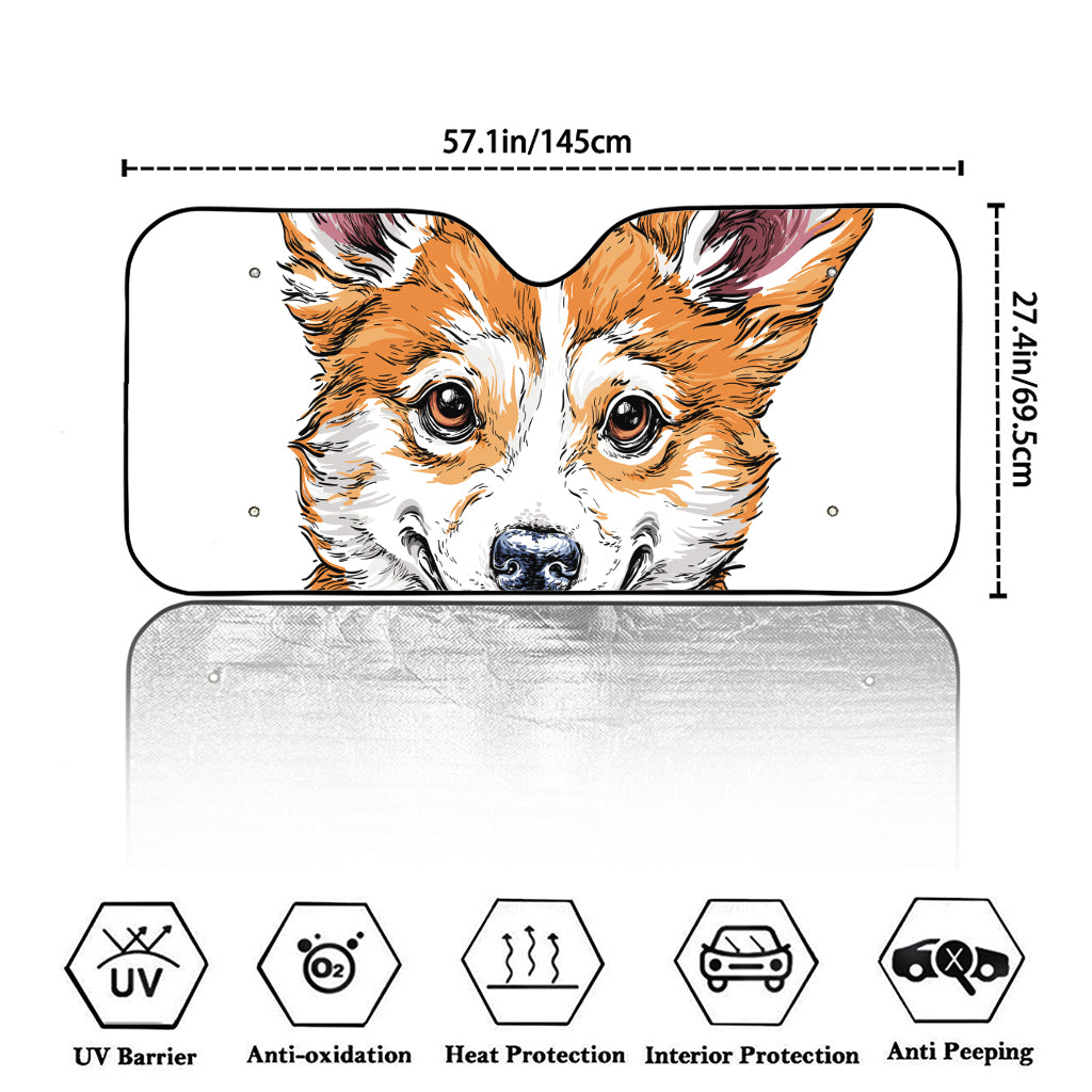 Hipster Pembroke Welsh Corgi Print Car Windshield Sun Shade