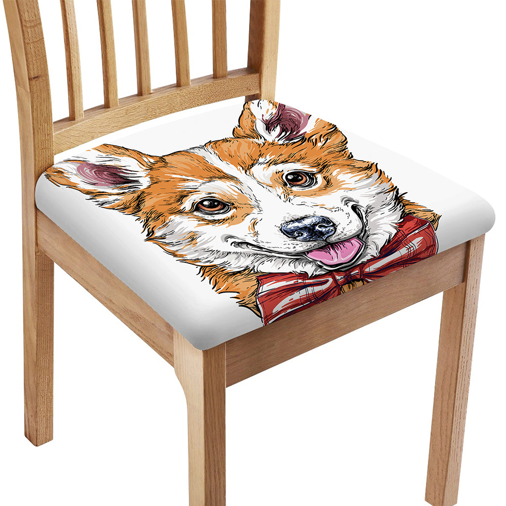 Hipster Pembroke Welsh Corgi Print Chair Cushion Cover