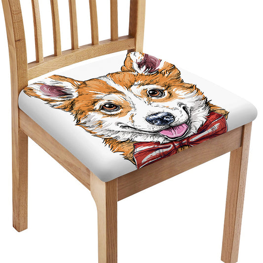 Hipster Pembroke Welsh Corgi Print Chair Cushion Cover