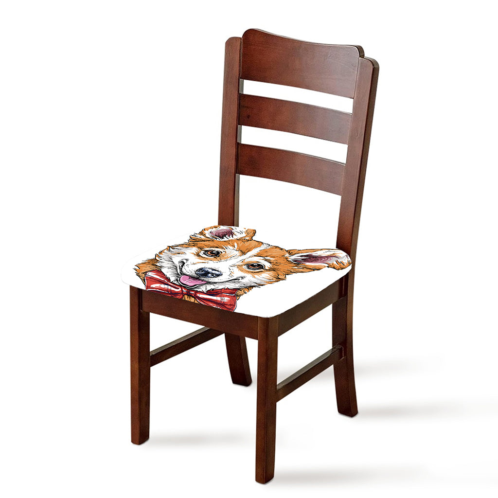 Hipster Pembroke Welsh Corgi Print Chair Cushion Cover