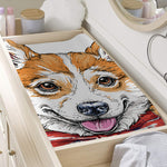 Hipster Pembroke Welsh Corgi Print Changing Pad Cover