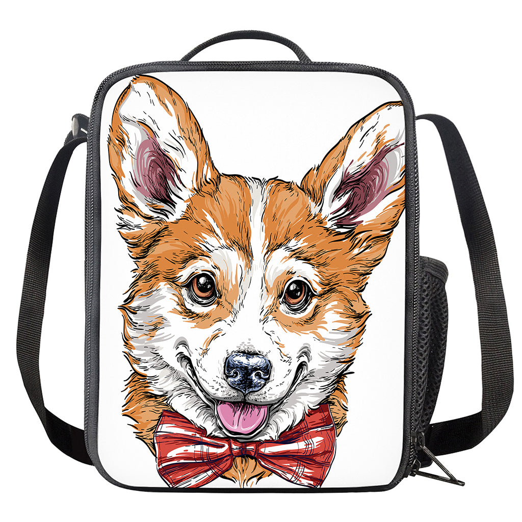 Hipster Pembroke Welsh Corgi Print Crossbody Lunch Bag
