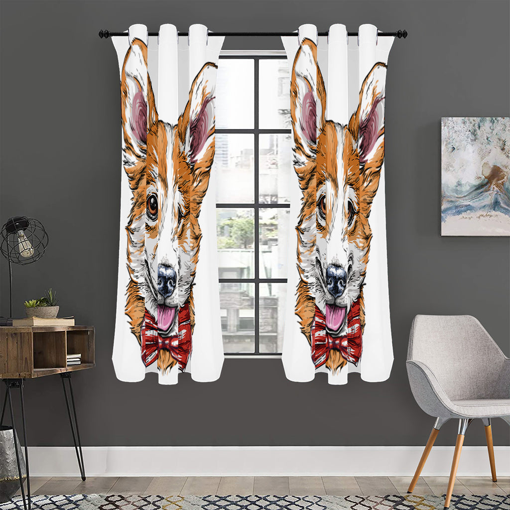 Hipster Pembroke Welsh Corgi Print Curtain