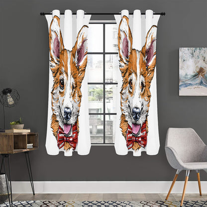 Hipster Pembroke Welsh Corgi Print Curtain