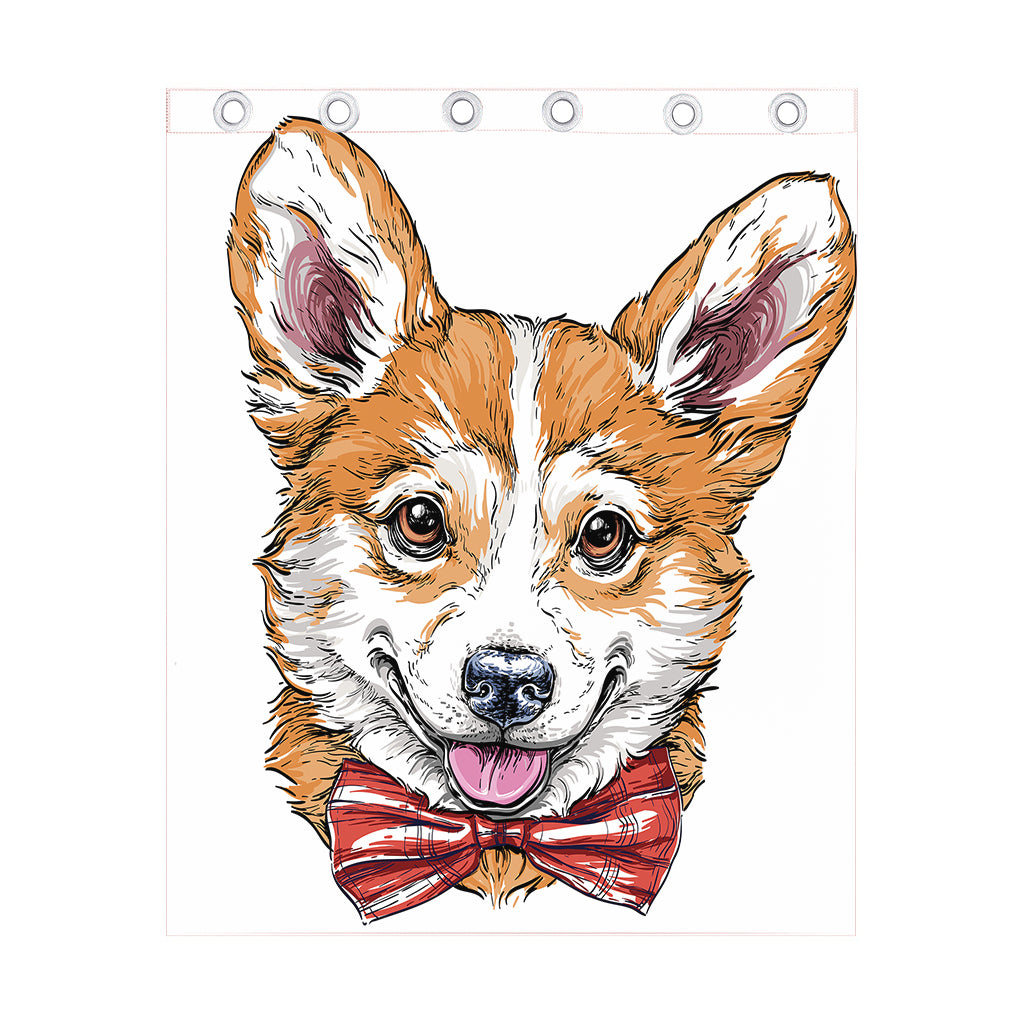 Hipster Pembroke Welsh Corgi Print Curtain