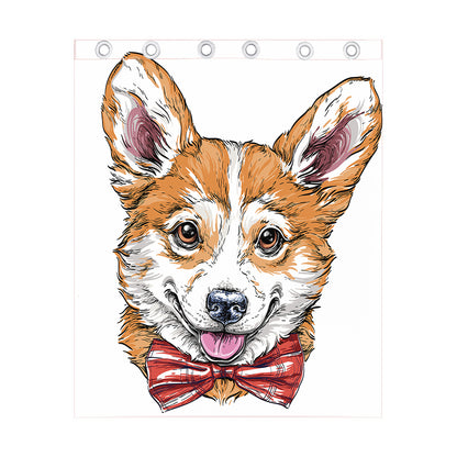 Hipster Pembroke Welsh Corgi Print Curtain