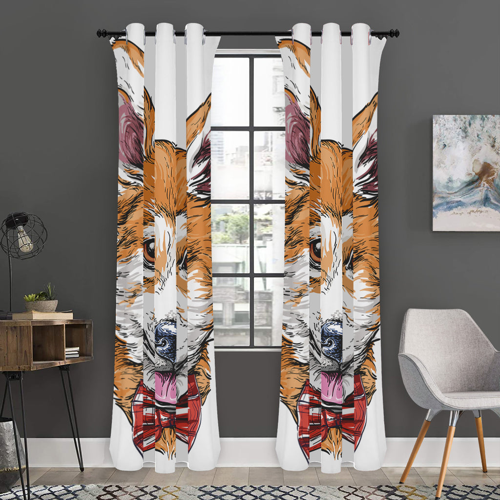 Hipster Pembroke Welsh Corgi Print Curtain