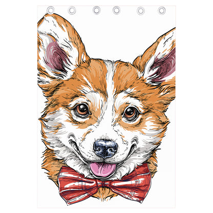 Hipster Pembroke Welsh Corgi Print Curtain