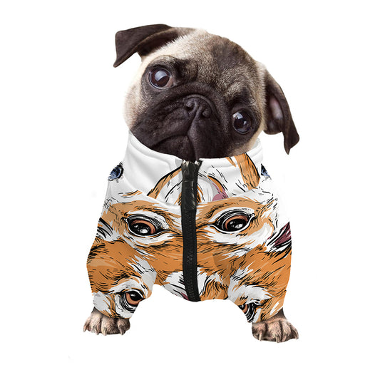 Hipster Pembroke Welsh Corgi Print Dog Zip Up Jacket