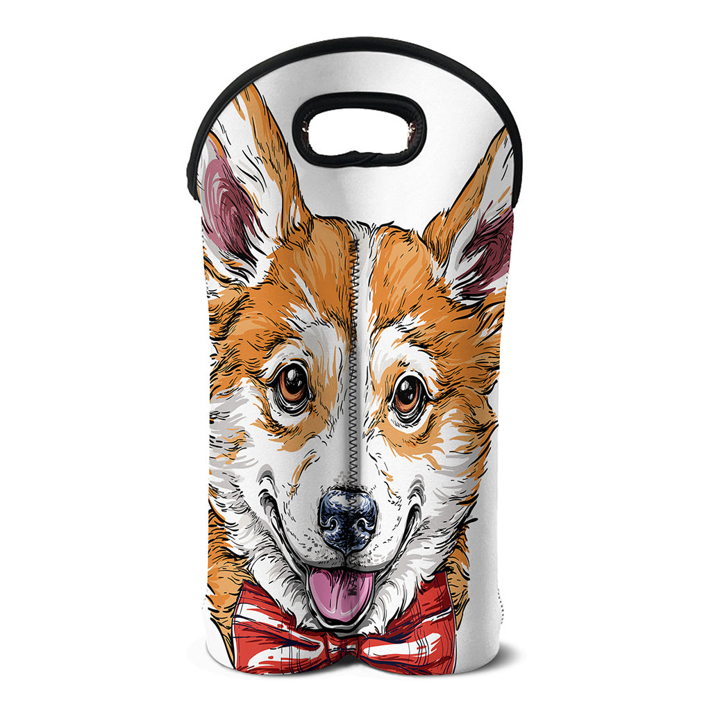 Hipster Pembroke Welsh Corgi Print Double Neoprene Wine Tote