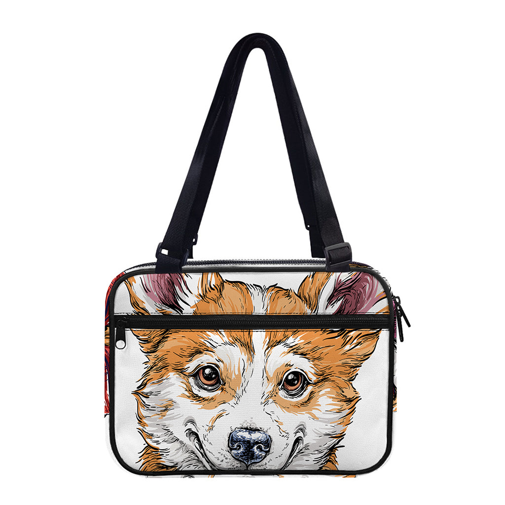 Hipster Pembroke Welsh Corgi Print Double Strap Bible Bag