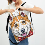 Hipster Pembroke Welsh Corgi Print Drawstring Backpack