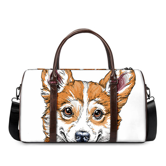 Hipster Pembroke Welsh Corgi Print Duffle Bag