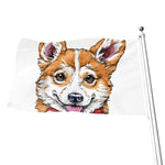 Hipster Pembroke Welsh Corgi Print Flag